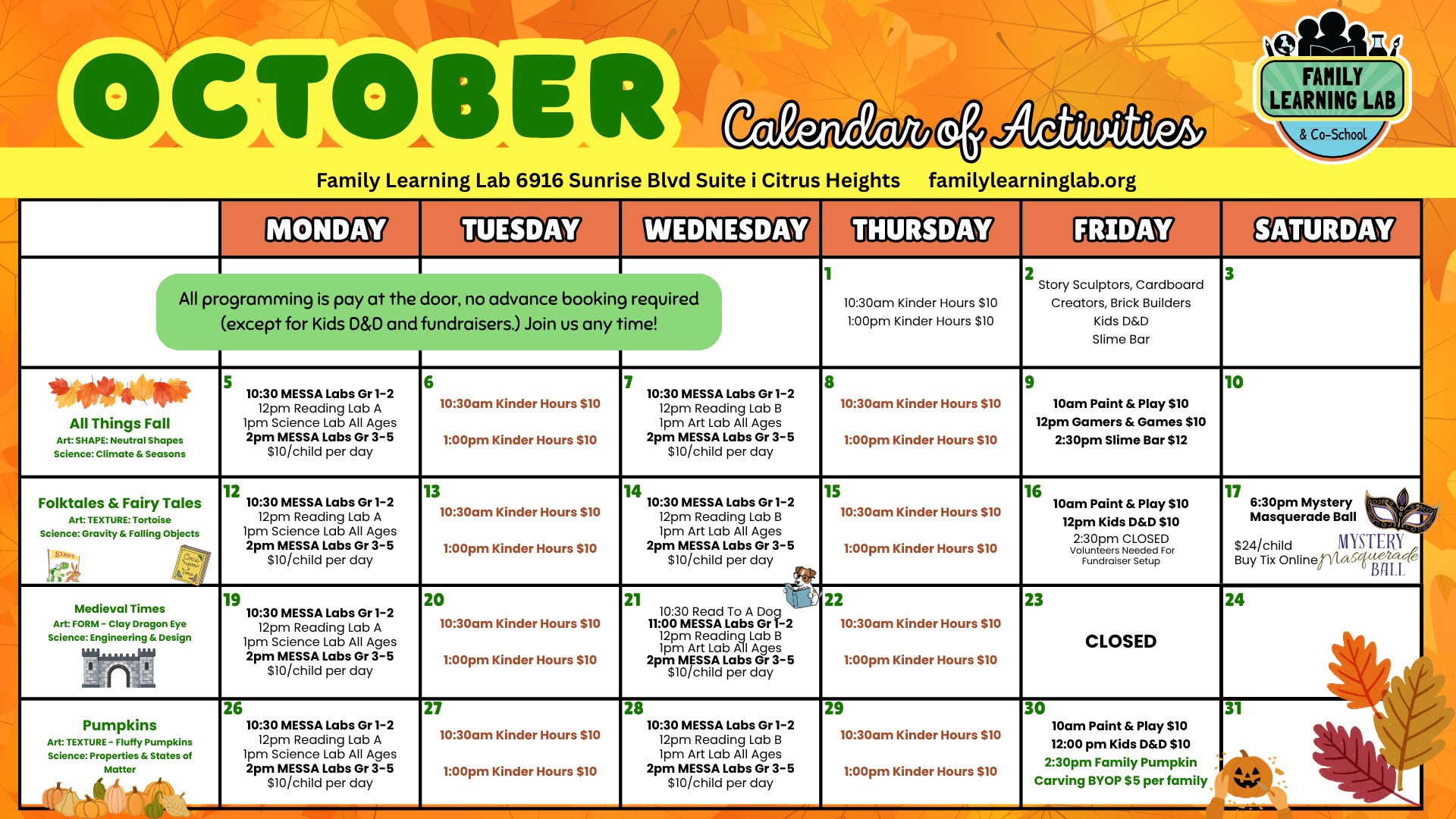 FamLab Monthly Calendar